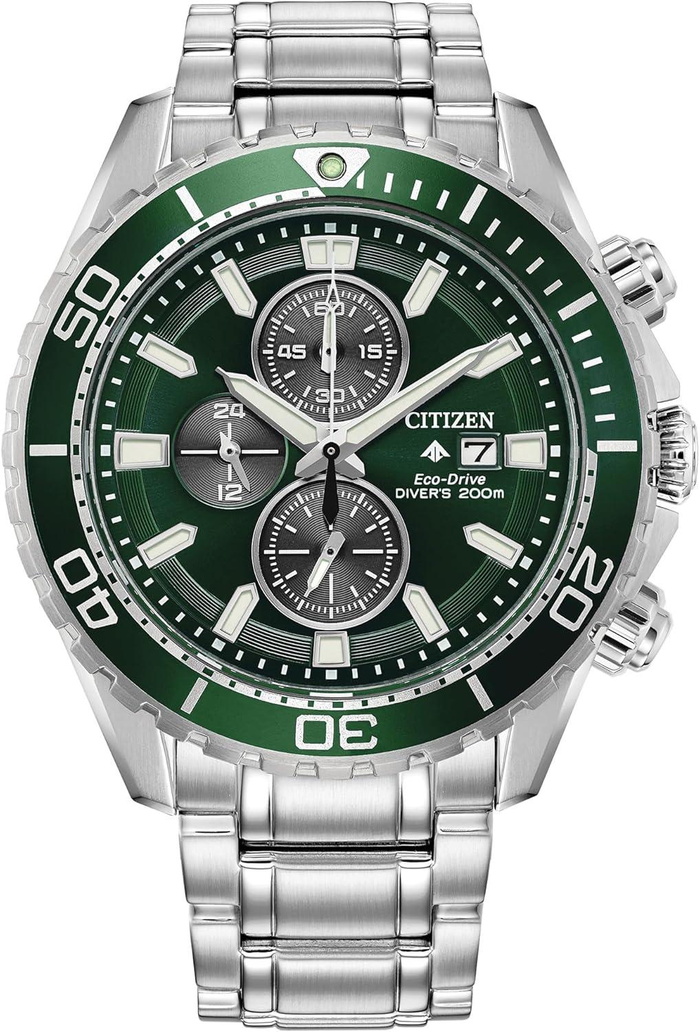 Citizen Eco-Drive Promaster Dive Green Dial and Stainless Steel Bracelet Watch - CA0820-50X