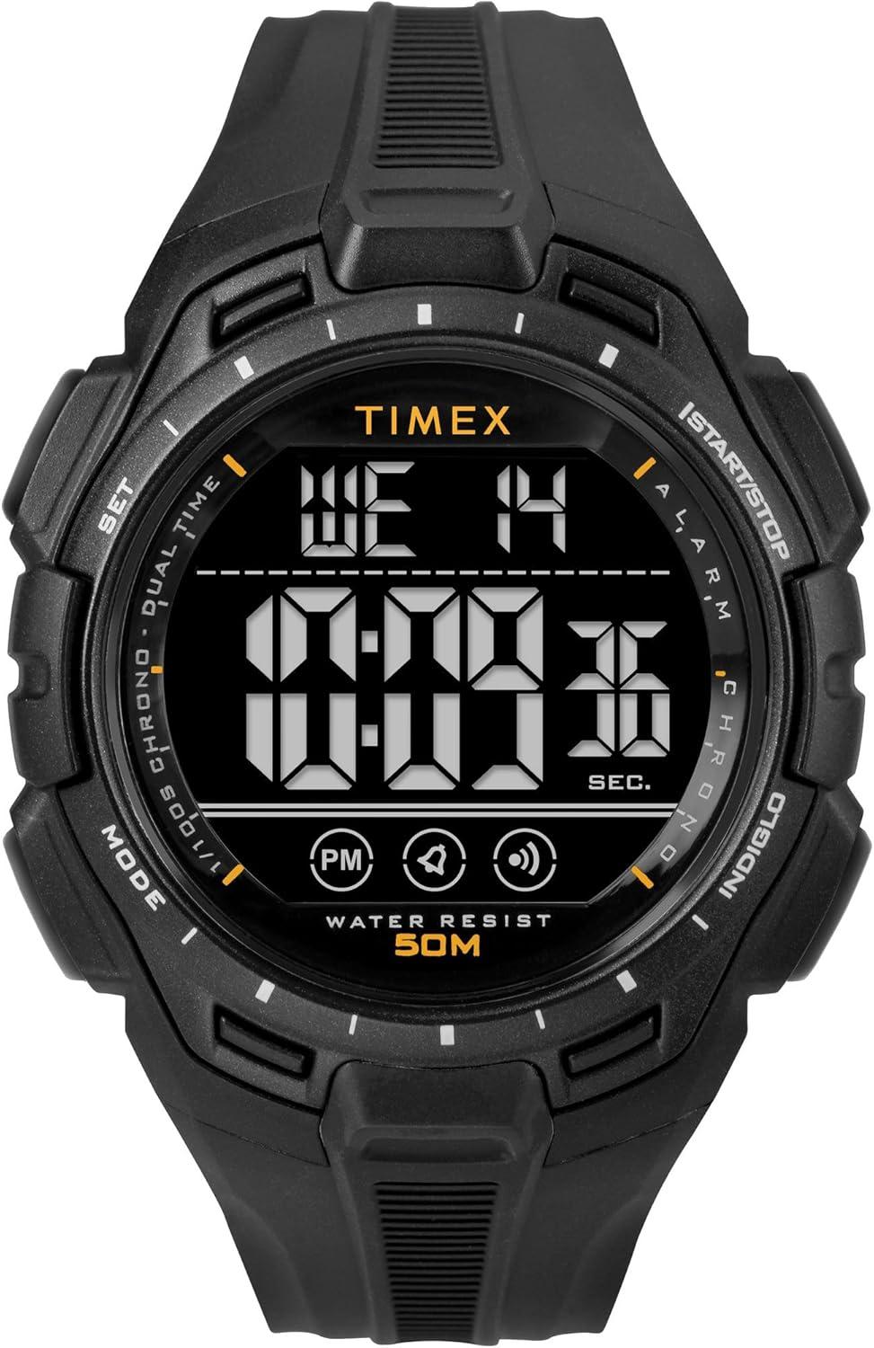 Timex Men's Digital 43mm Watch - Black Band Digital Dial Black Case