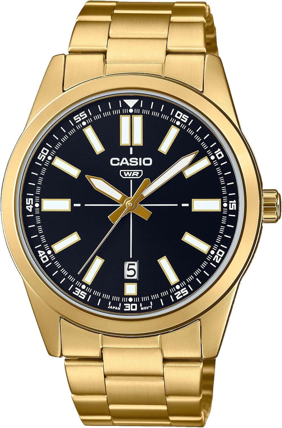 Casio MTP-VD02G-1E Men's Gold Tone Stainless Steel Black Dial Watch