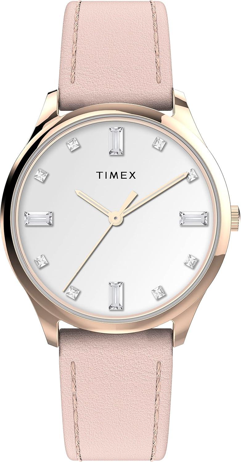 Timex Women's Modern Easy Reader 32mm Watch - Pink Strap White Dial Rose Gold-Tone Case
