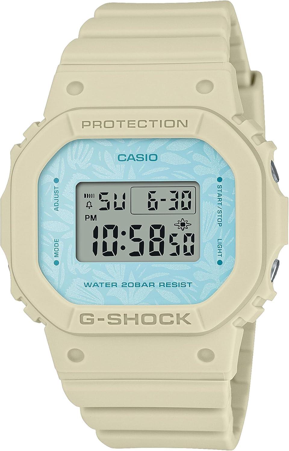 Casio GMDS5600NC-9 Women's Floral Dial Alarm Sand Band Chronograph G Shock Watch