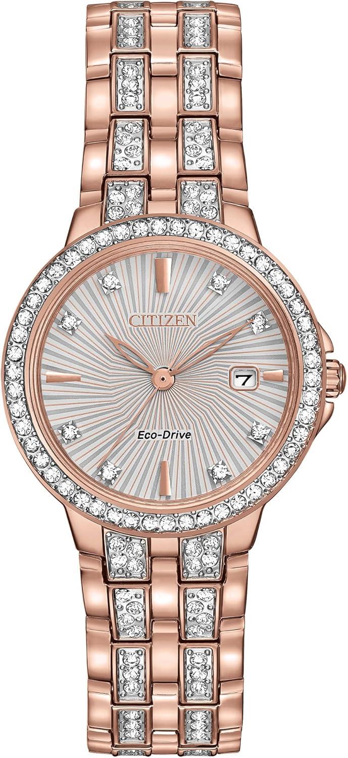 Citizen Women's Eco-Drive Dress Classic Crystal Watch in Rose-tone Stainless Steel