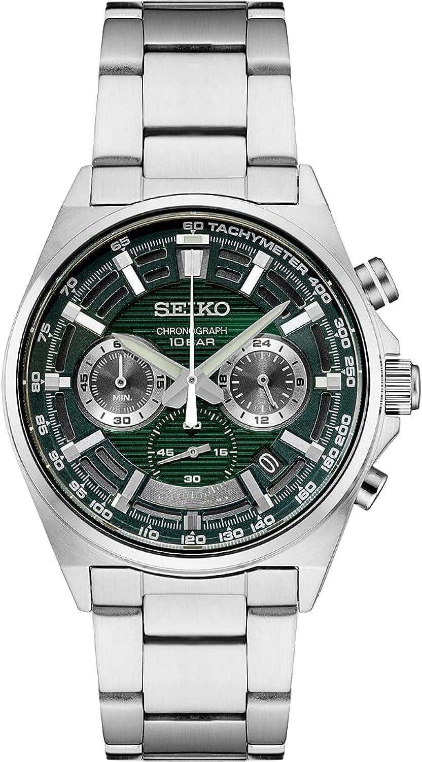 SEIKO Men's Essentials Chrono SS GRN Watch