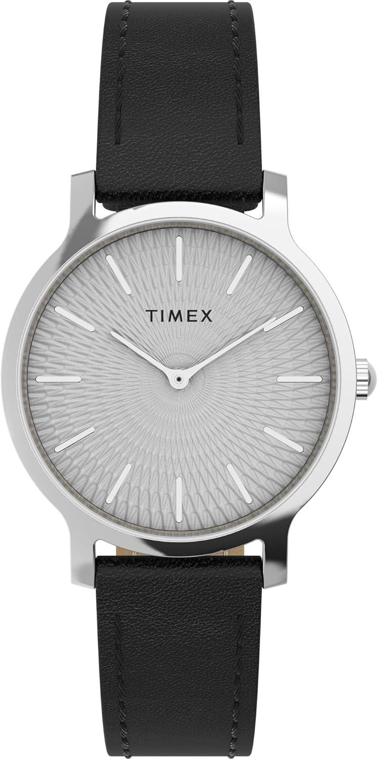 Timex Women's Transcend 34mm Watch - Black Strap Silver-Tone Dial