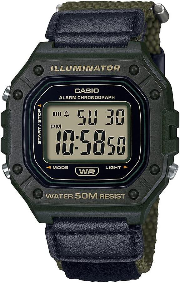 Casio W218HB Series Men's Digital Watch - Black/Green
