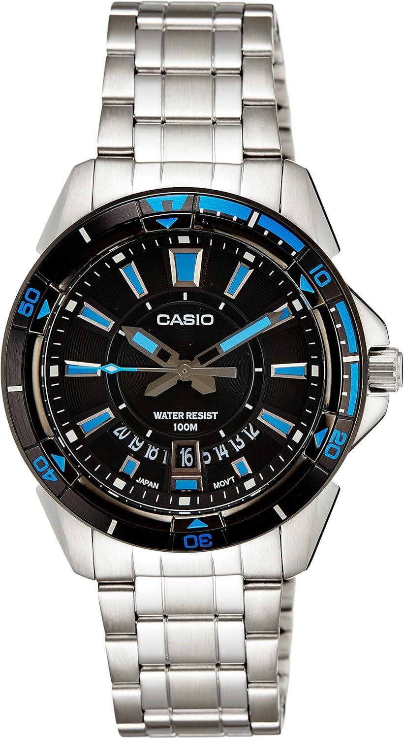 Casio Men's MTD1066D-1AV Silver Stainless-Steel Quartz Watch with Black Dial