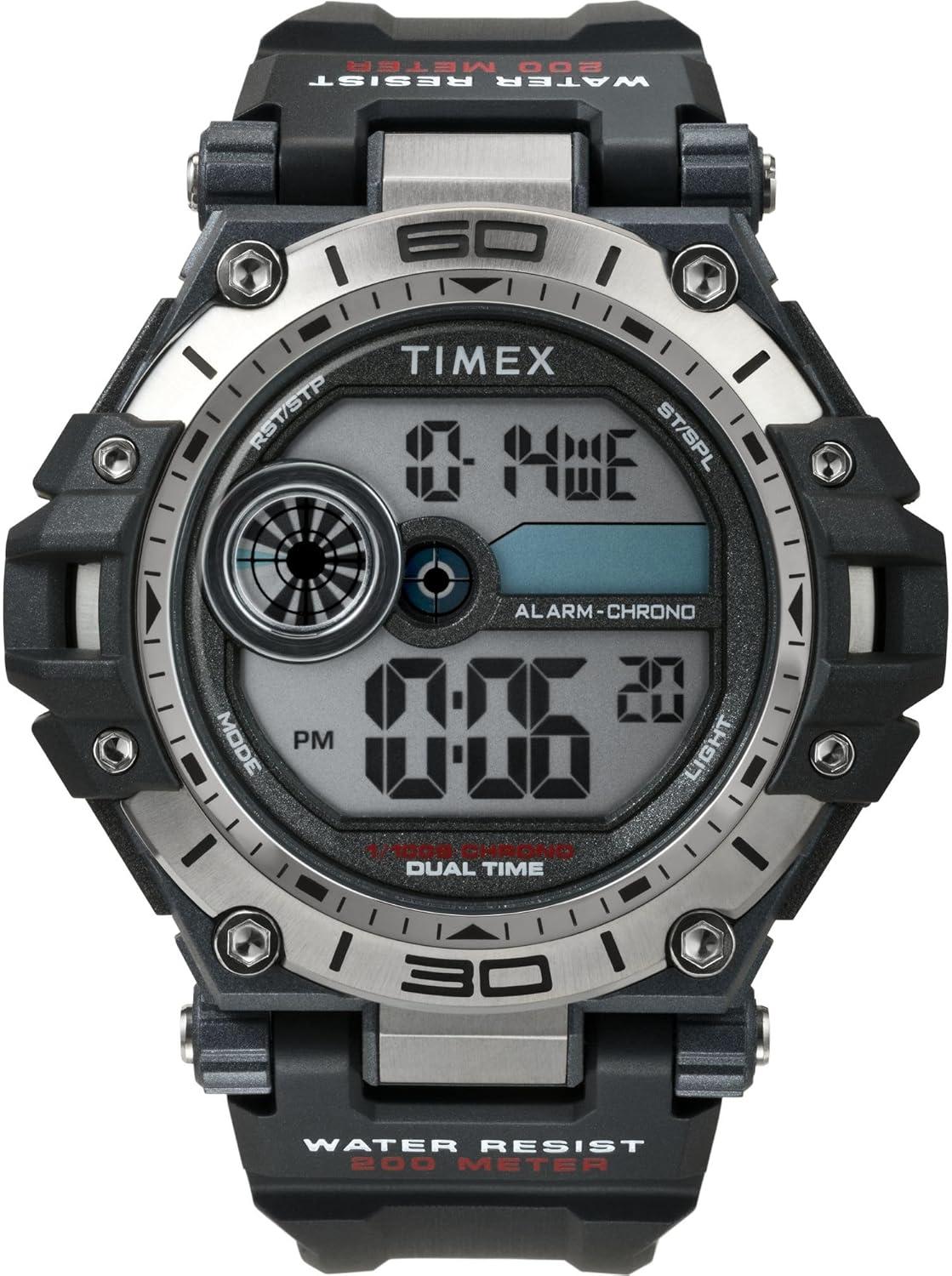 Timex Men's Digital 52mm Watch - Black Band Digital Dial Black Case