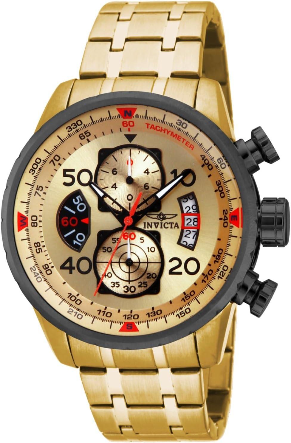 Invicta Men's 17205 AVIATOR Analog Display Japanese Quartz Gold Watch