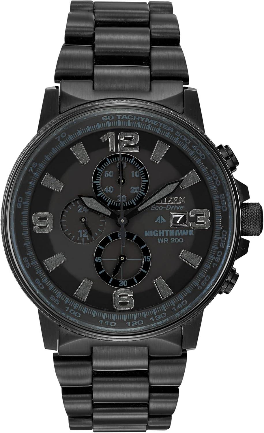 Citizen Men's Eco-Drive Weekender Nighthawk Chronograph Watch in Black IP Stainless Steel