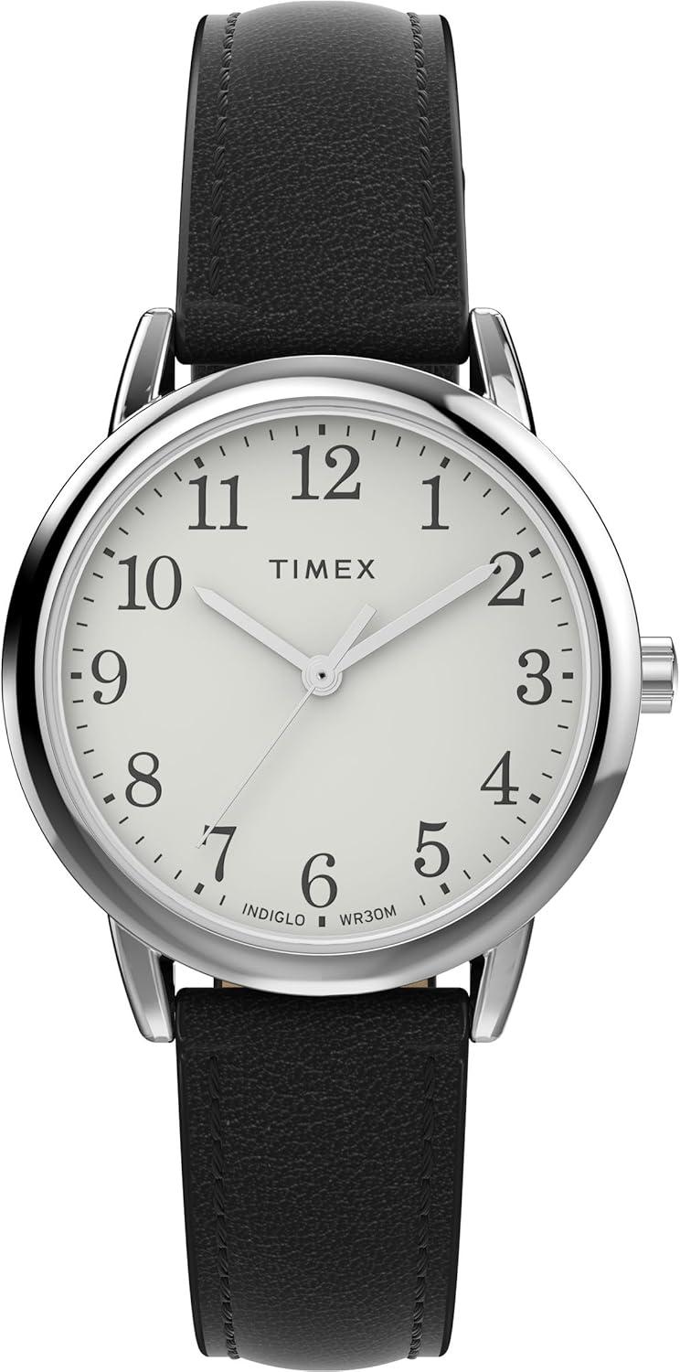 Timex Women's Easy Reader 30mm Watch - Black Strap White Dial Silver-Tone Case