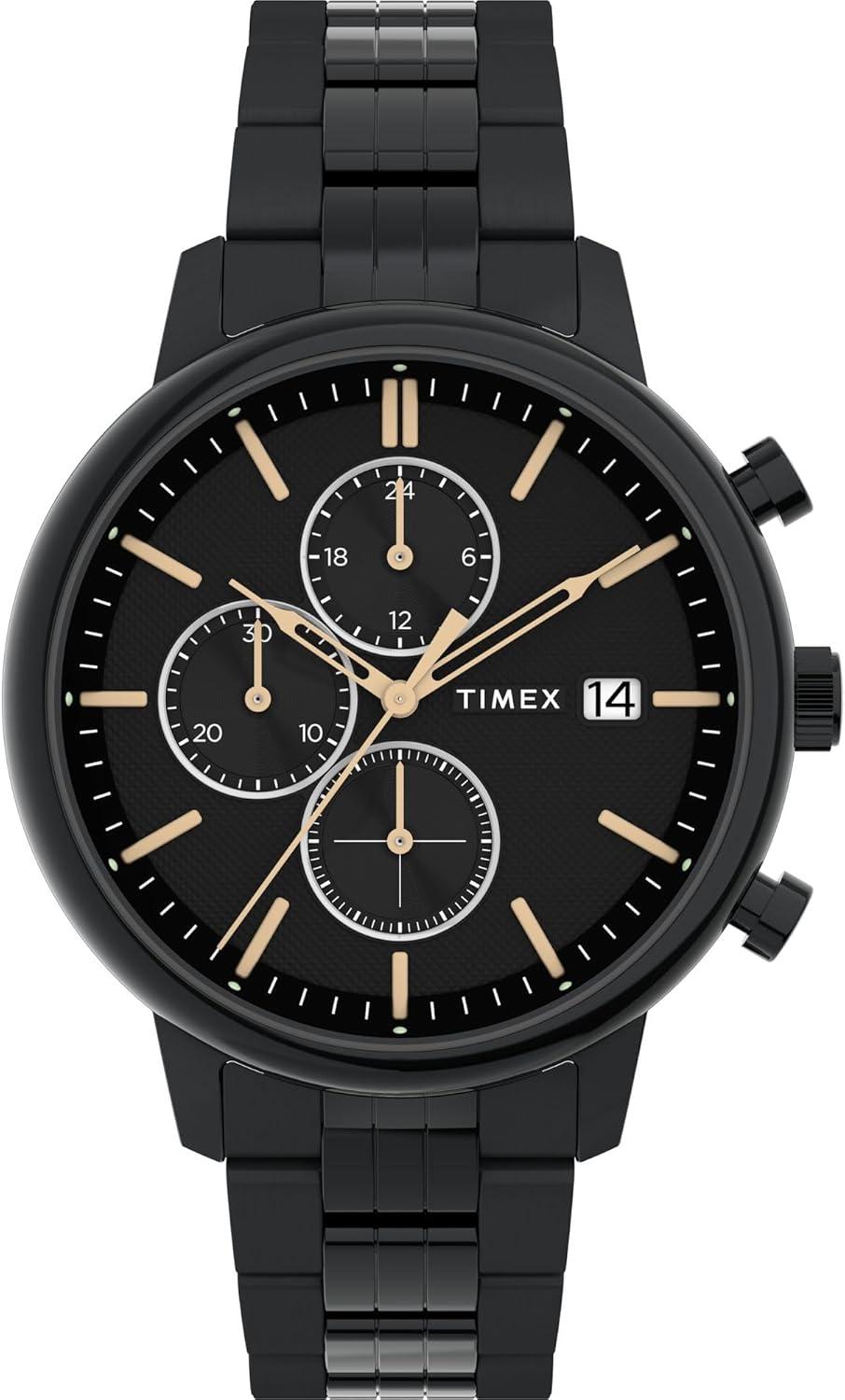 Timex Men's Chicago Chronograph 45mm Watch - Black Bracelet Black Dial