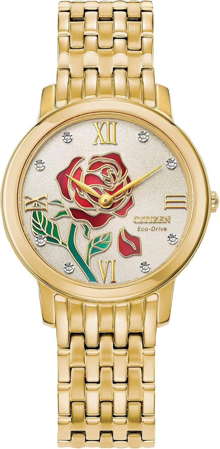 Citizen Eco-Drive Ladies' Disney Princess Belle "Like a Rose, I Stand Tall" Gold Tone Watch
