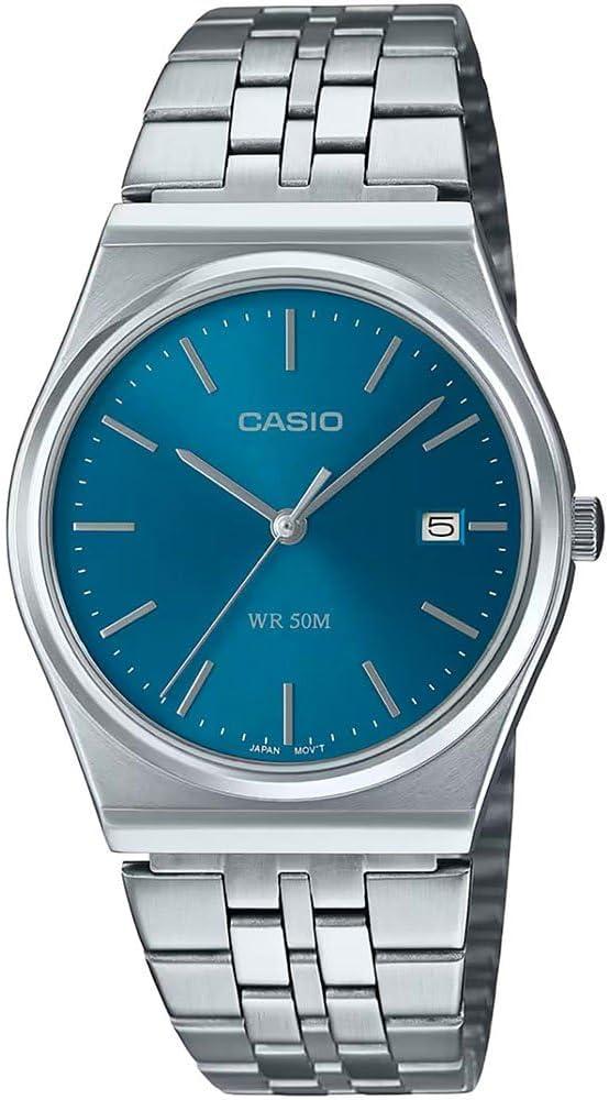 Casio MTP-B145D-2A2V Men's Vintage Stainless Steel Blue Dial 3-Hand Analog Watch