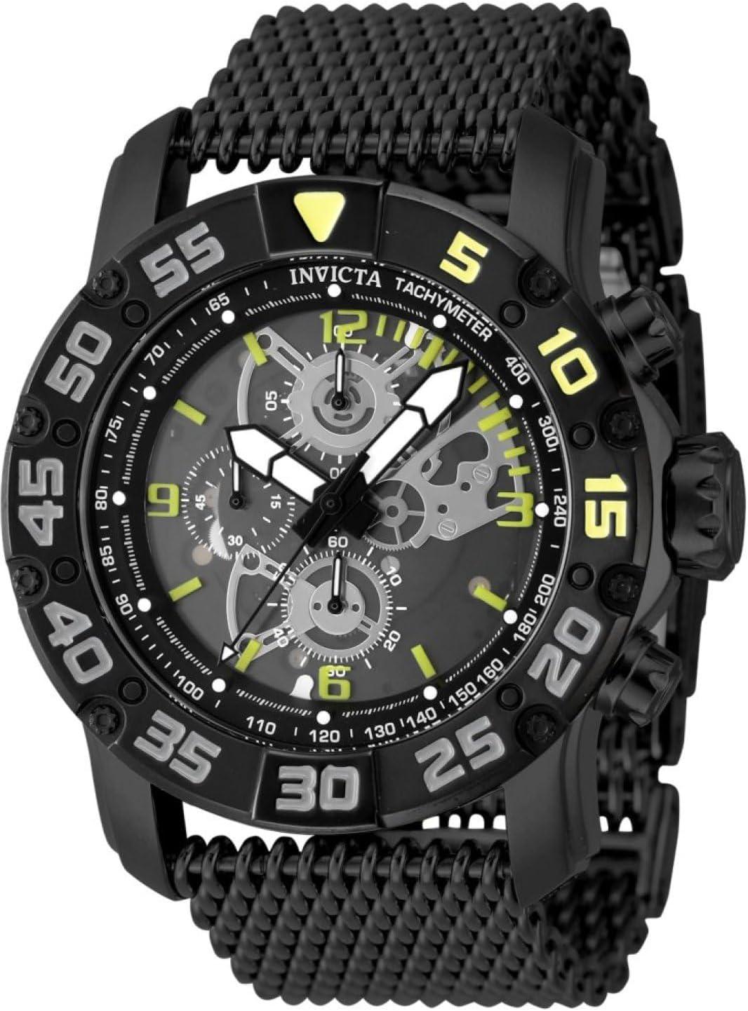 Invicta Racing Men 48mm Stainless Steel Black Dial VD55 Quartz Watch