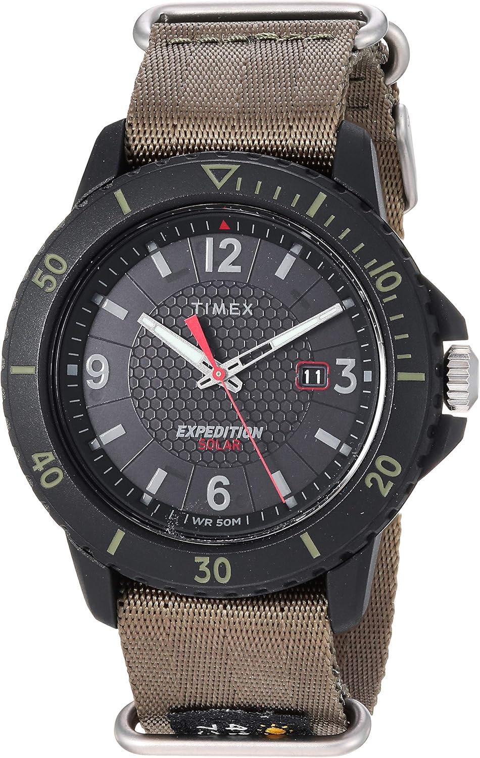 Timex Men's TW4B14500 Expedition Gallatin Solar Green/Black Nylon Slip-Thru Strap Watch