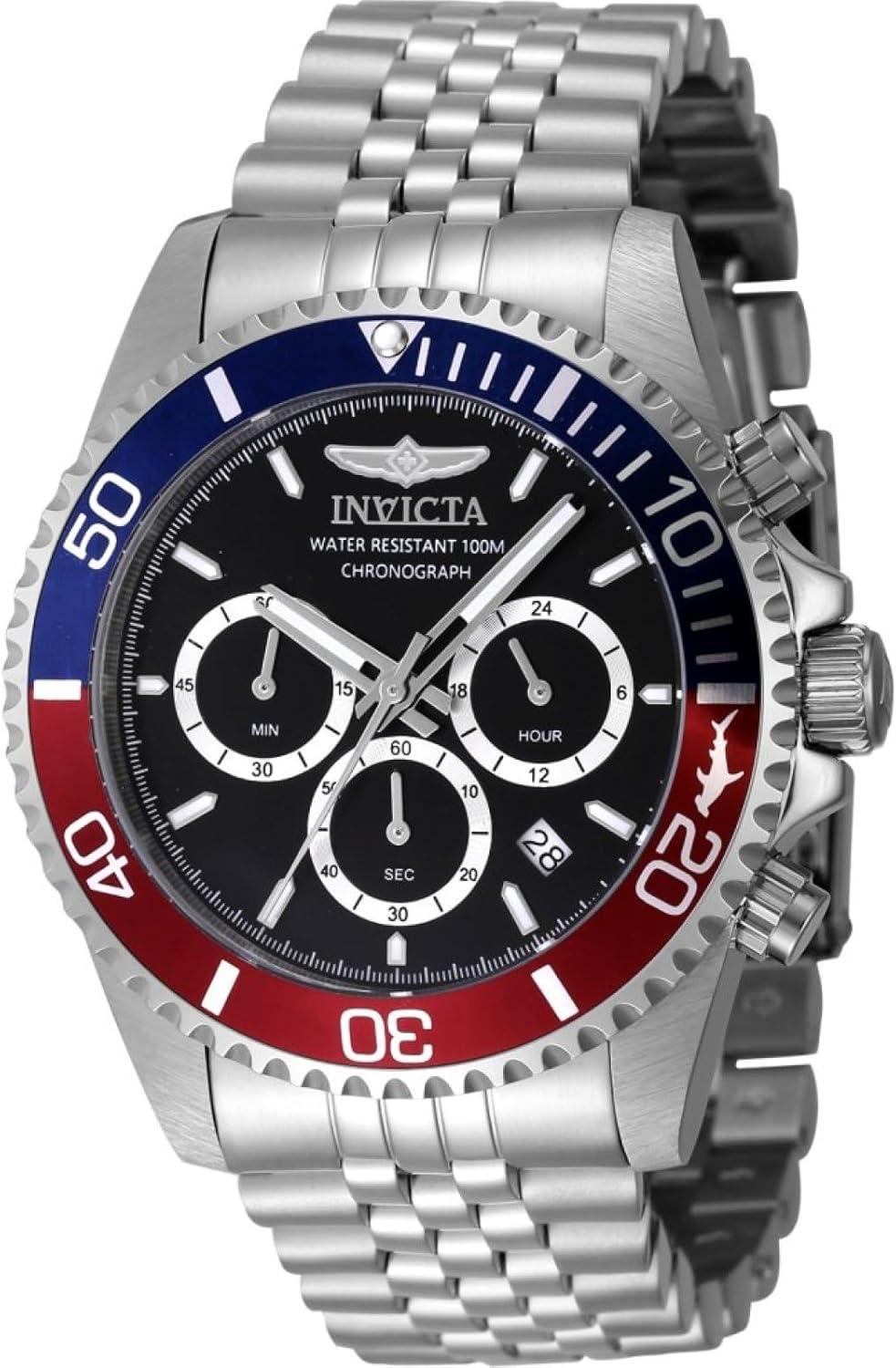 INVICTA Pro Diver Men 43mm Stainless Steel Black Dial VD53 Quartz Watch