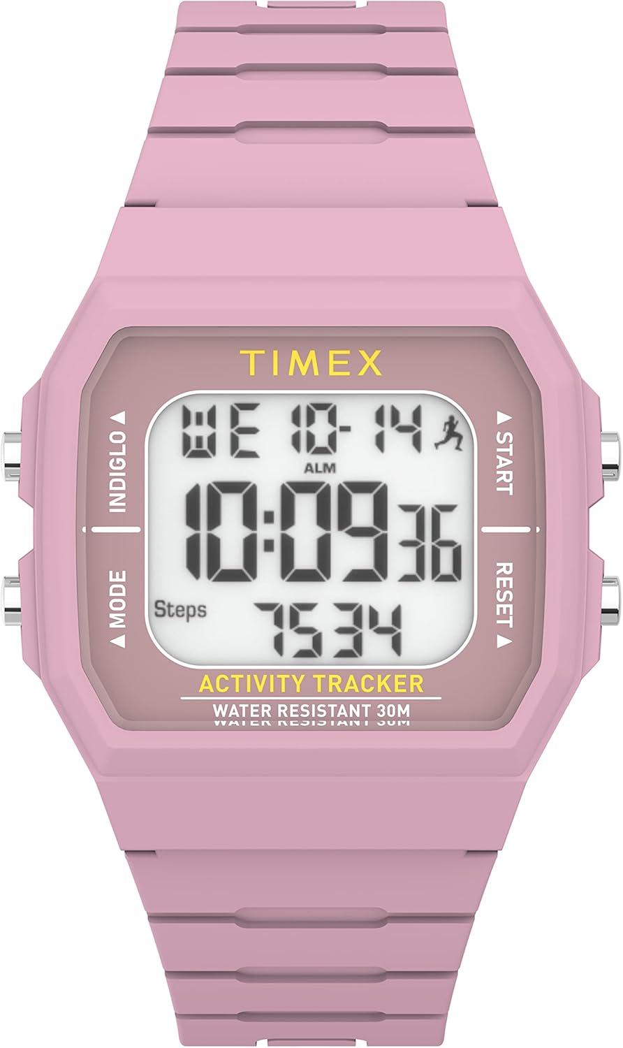 Timex Unisex Ironman Triathlon Classic 40mm Watch - Pink Strap Digital Dial Pink Case