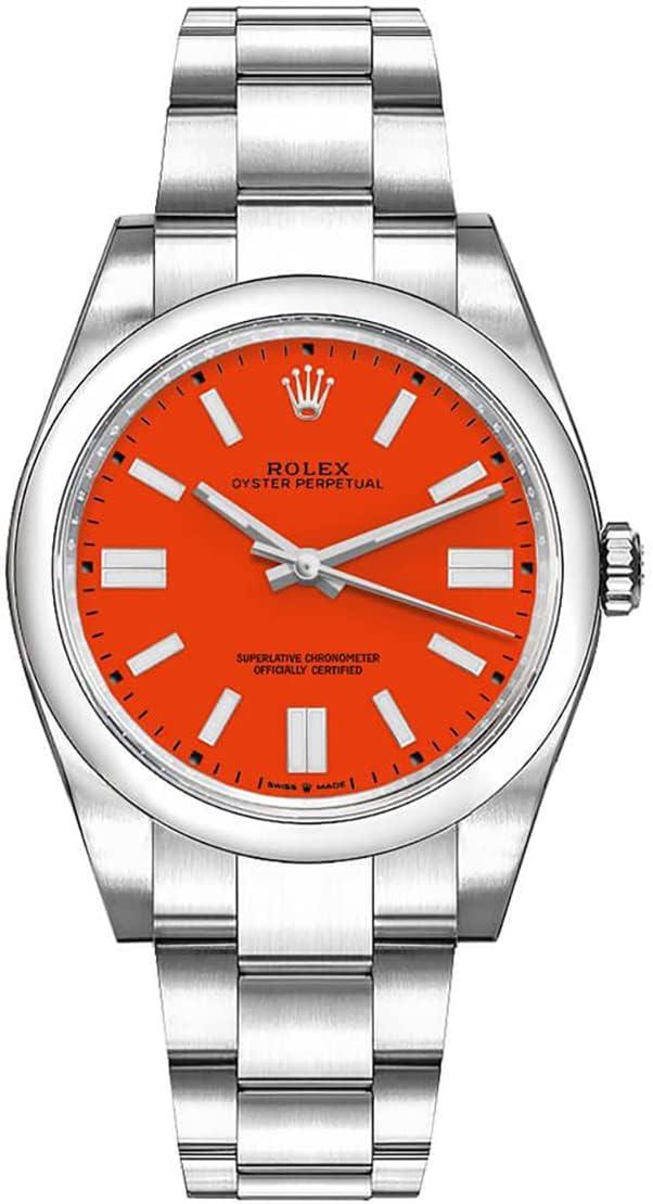 Rolex Oyster Perpetual 36 Automatic Chronometer Coral Red Dial Watch