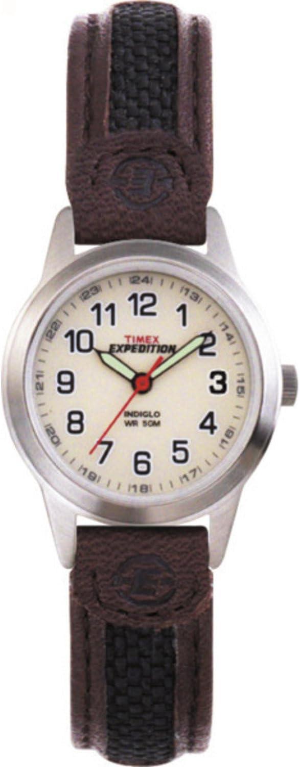 Timex Women's T41181 Expedition Field Mini Black/Brown Nylon/Leather Strap Watch