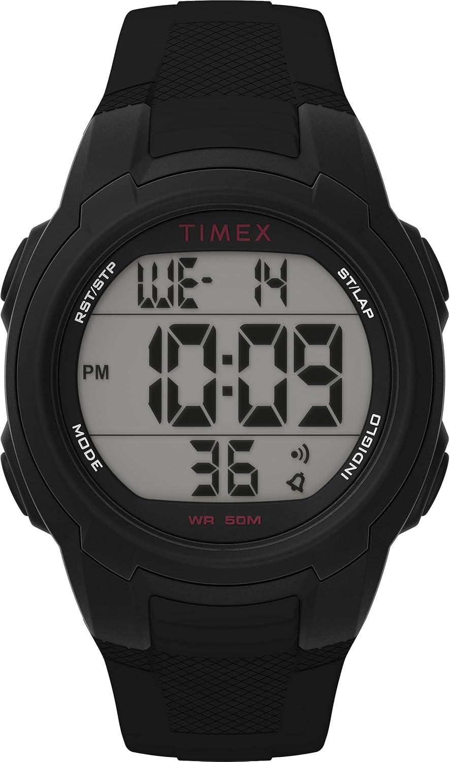 Timex Unisex T100 40mm Watch - Black Strap Digital Dial Black Case