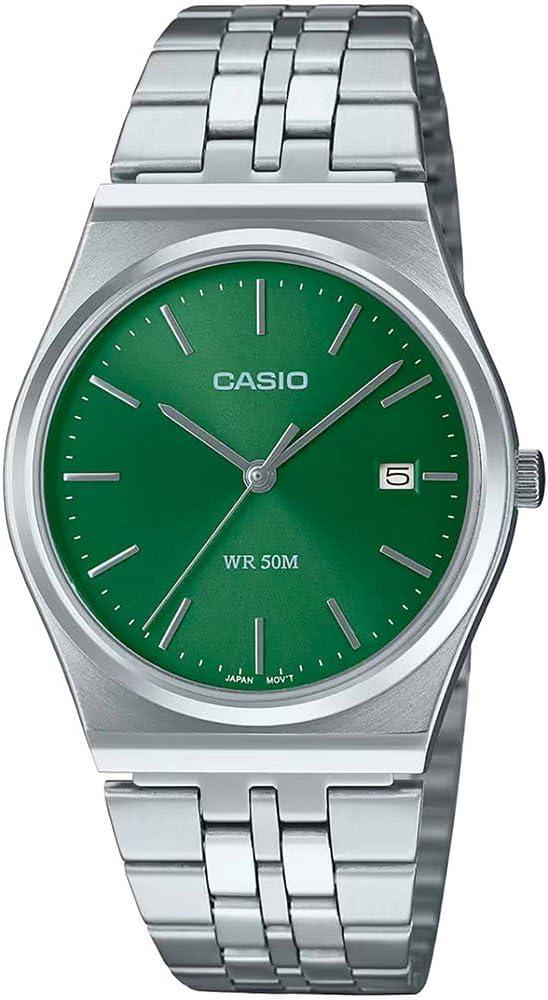 Casio MTP-B145D-3AV Men's Vintage Stainless Steel Green Dial Watch