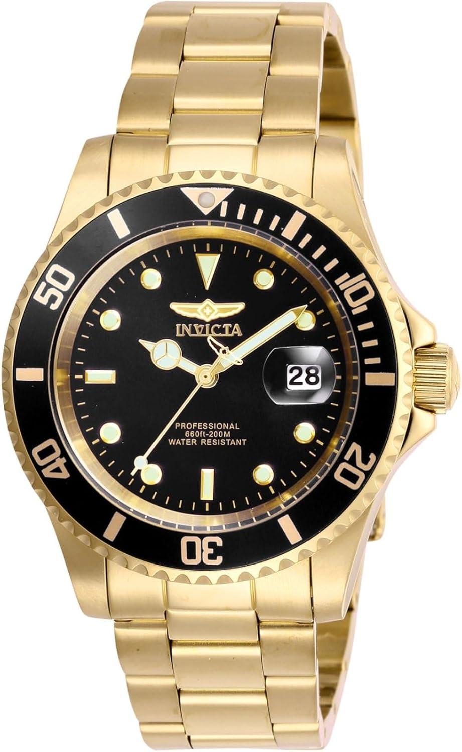 Invicta Men's Pro Diver Quartz Watch with Stainless Steel Strap - Gold