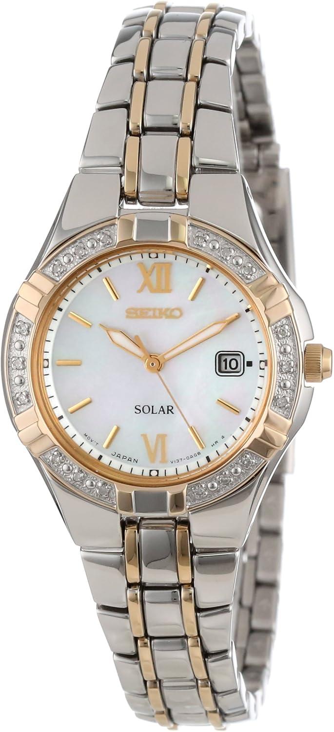 Seiko Women's SUT068 Dress Solar Classic Diamond-Accented Two-Tone Stainless Steel Watch