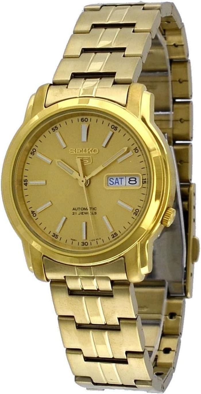 SEIKO Series 5 Automatic Gold Dial Yellow Gold-Tone Men's Watch SNKL86