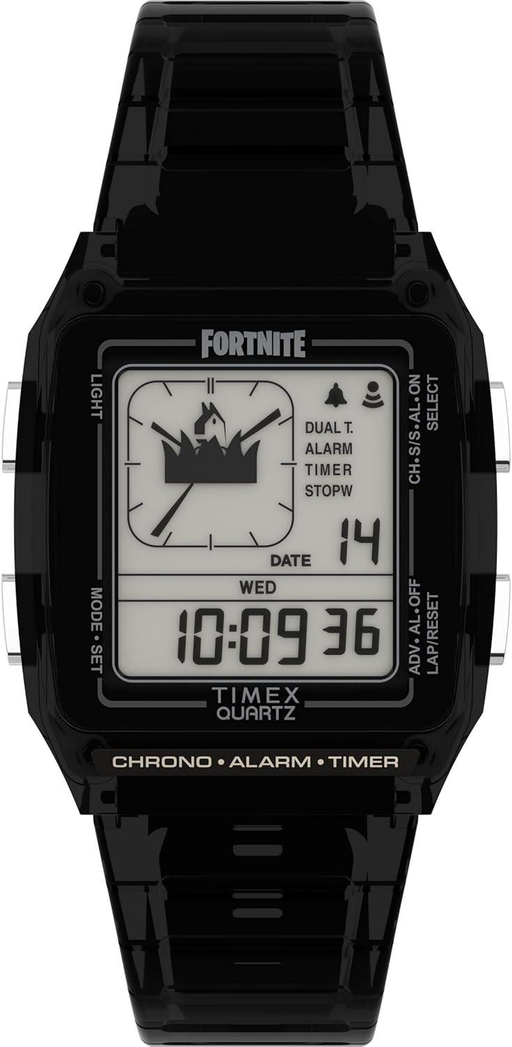 Timex Unisex Q LCA x Fortnite 35mm Watch - Black Strap Digital Dial