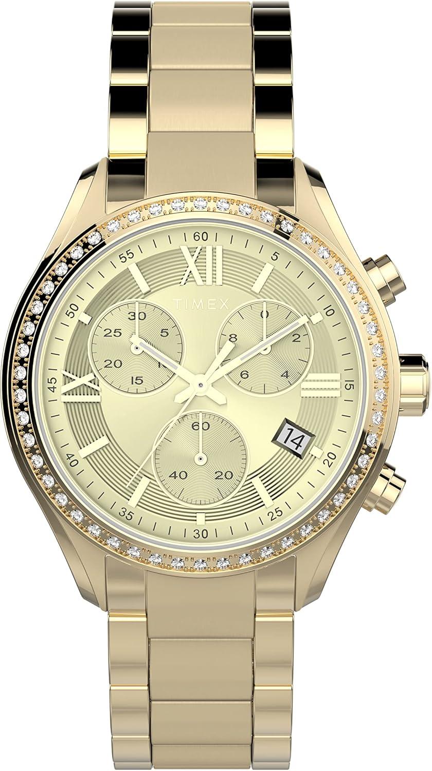 Timex Women's Standard Chronograph 38mm Watch – Gold-Tone Elegance