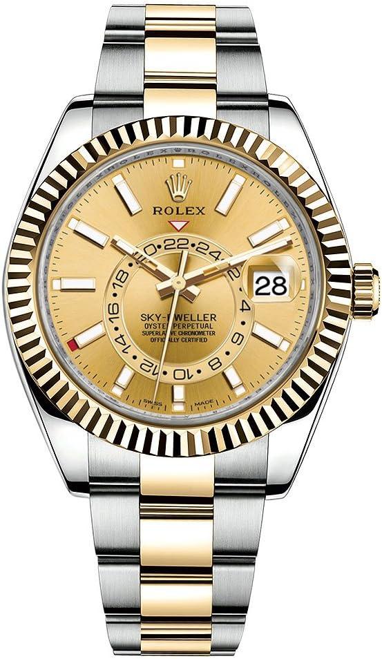Rolex Sky-Dweller Automatic Men’s 18k Yellow Gold Champagne Dial Oyster Watch 326933