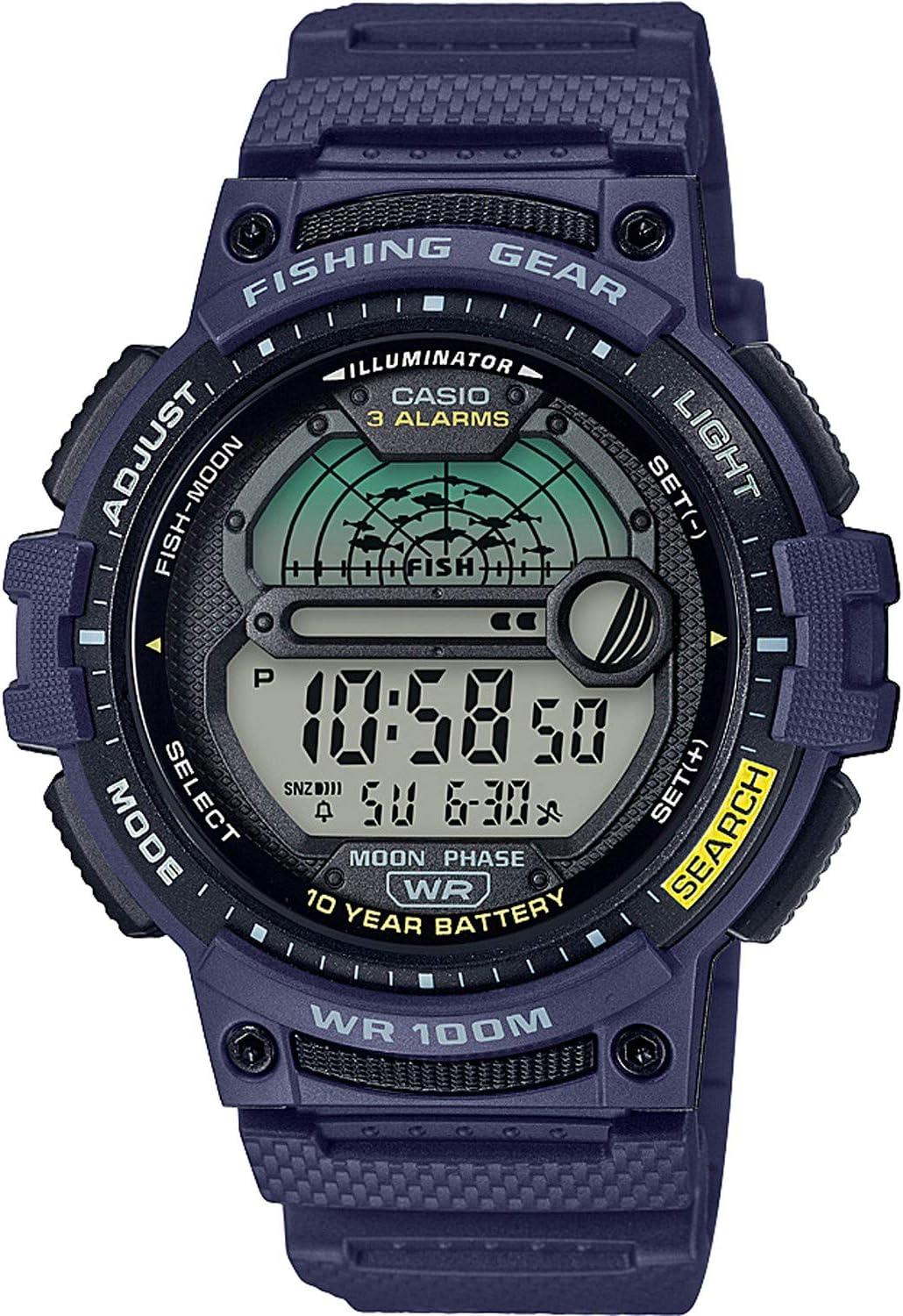 Casio Men's Fishing Timer Quartz Watch with Resin Strap, Blue