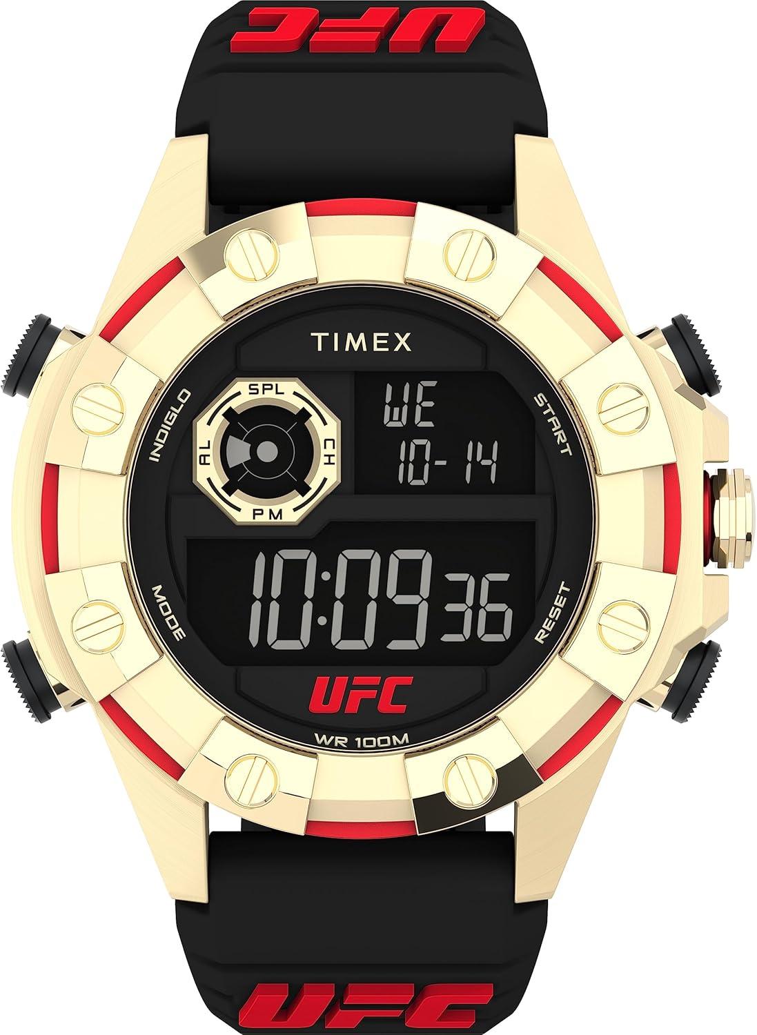 Timex UFC Men's Kick 49mm Watch - Black Strap Digital Dial Gold-Tone Case