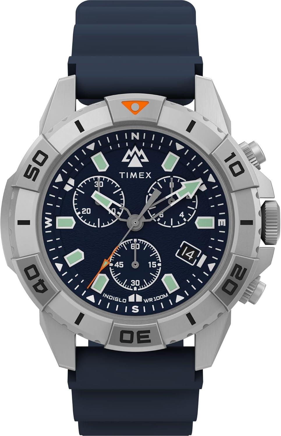Timex Men's Expedition Ridge Chronograph 42mm Watch - Blue Strap Blue Dial