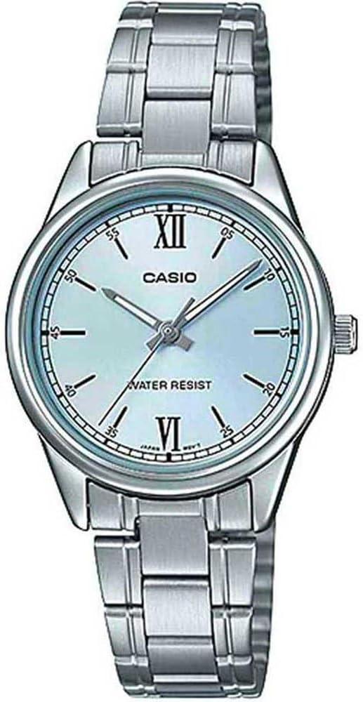Casio LTP-V005D-2B3 Women's Standard Stainless Steel Pale Blue Dial 3-Hand Analog Watch