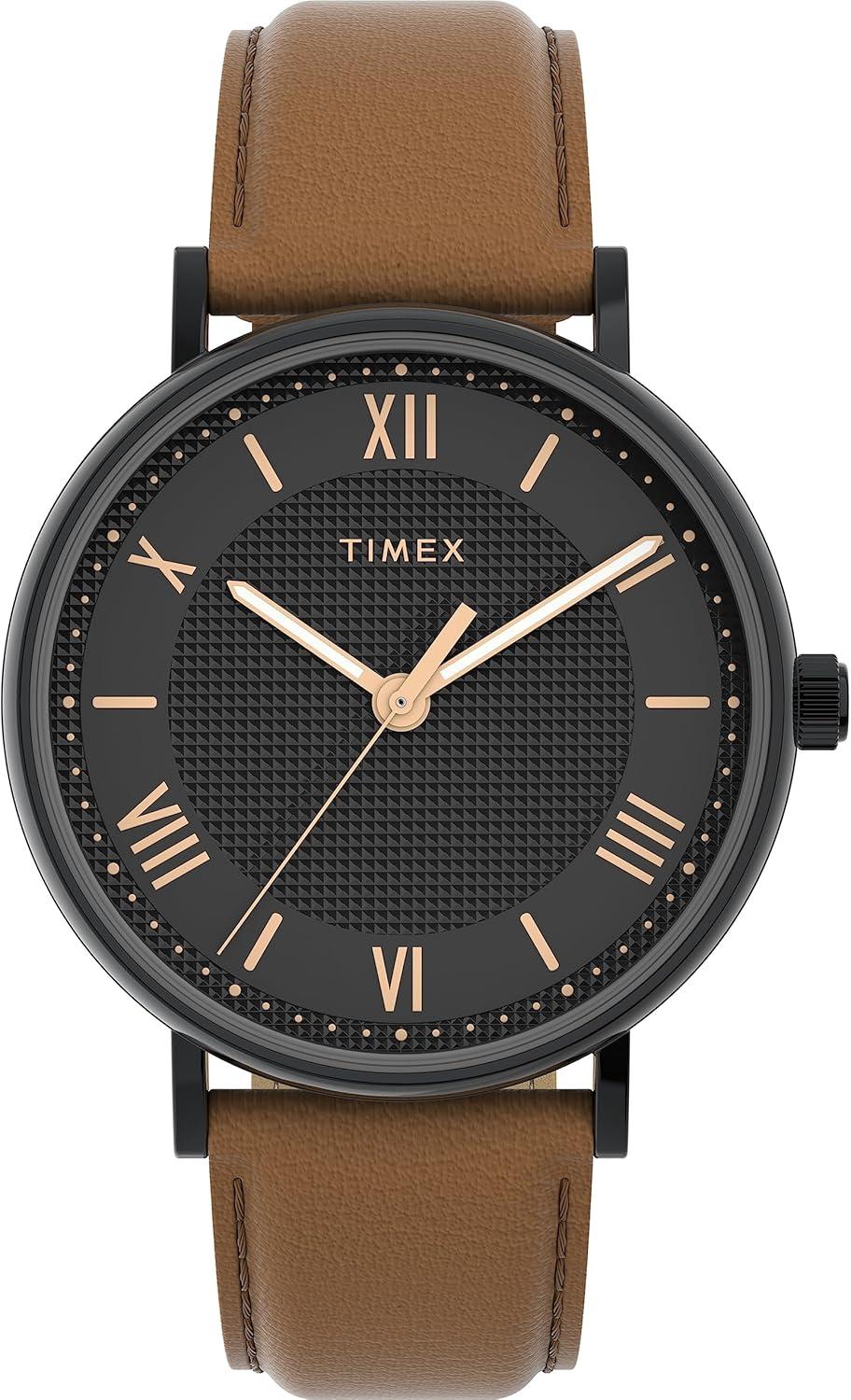 Timex Men's Southview 41mm Watch - Tan Strap Black Dial Black Case