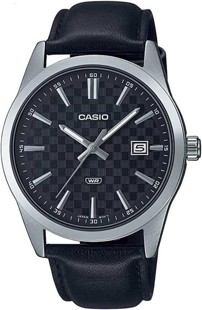 Casio MTP-VD03L-1A Men's Standard Black Leather Band Black Dial Watch