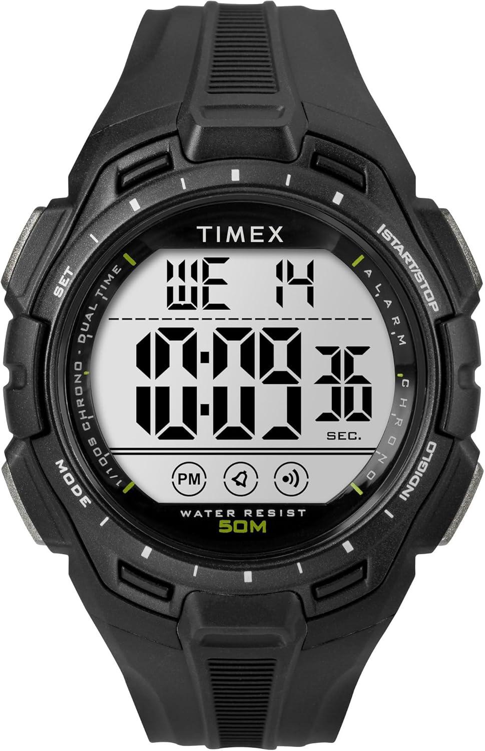 Timex Men's Digital 43mm Watch - Black Strap Digital Dial Black Case