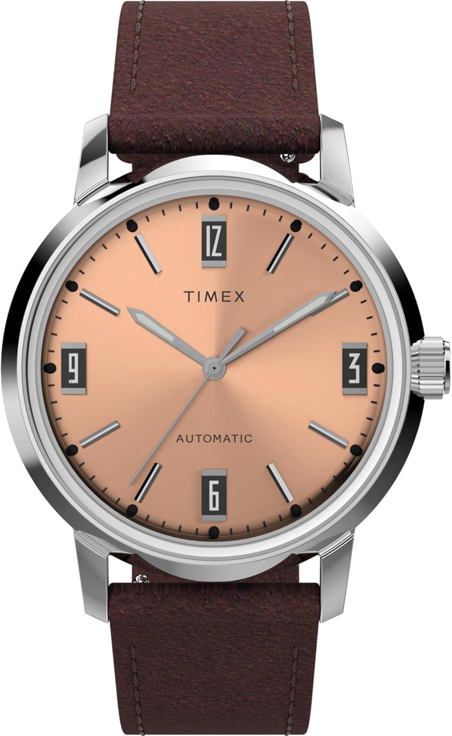 Timex Men's Marlin Automatic 40mm Watch - Brown Strap Pink Dial