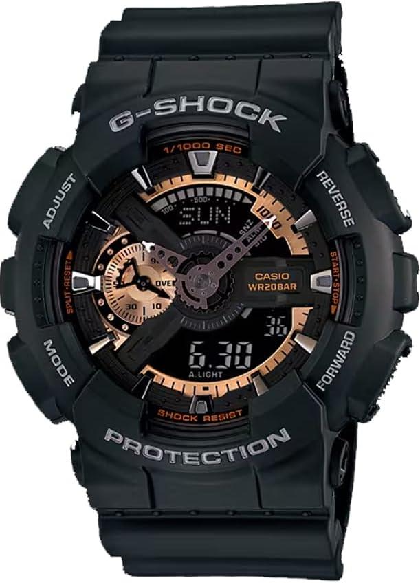 Casio GA110RG-1A Men's Black Analog Digital Rose Gold Accented Black Dial G Shock Watch