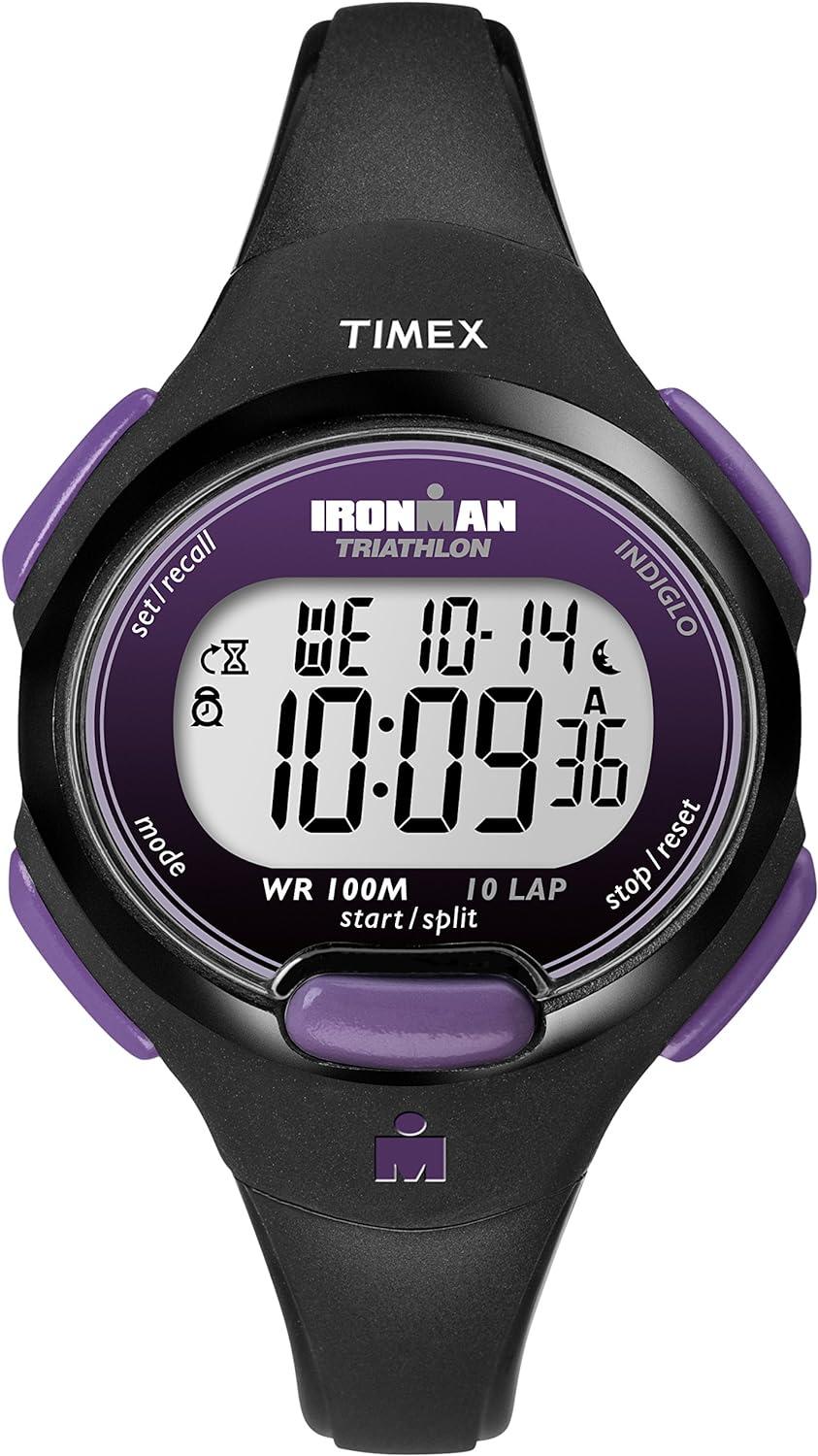 Timex Women's Ironman Triathlon Essential 10 34mm Watch – Black & Purple Case with Black Resin Strap