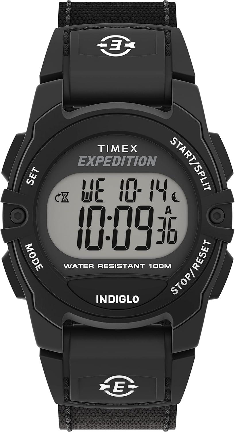 Timex Unisex Expedition CAT Midsize 33mm Watch - Black Strap Digital Dial Black Case