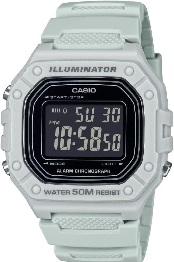 Casio W-218H Series | White Digital Watch with 7-Year Battery