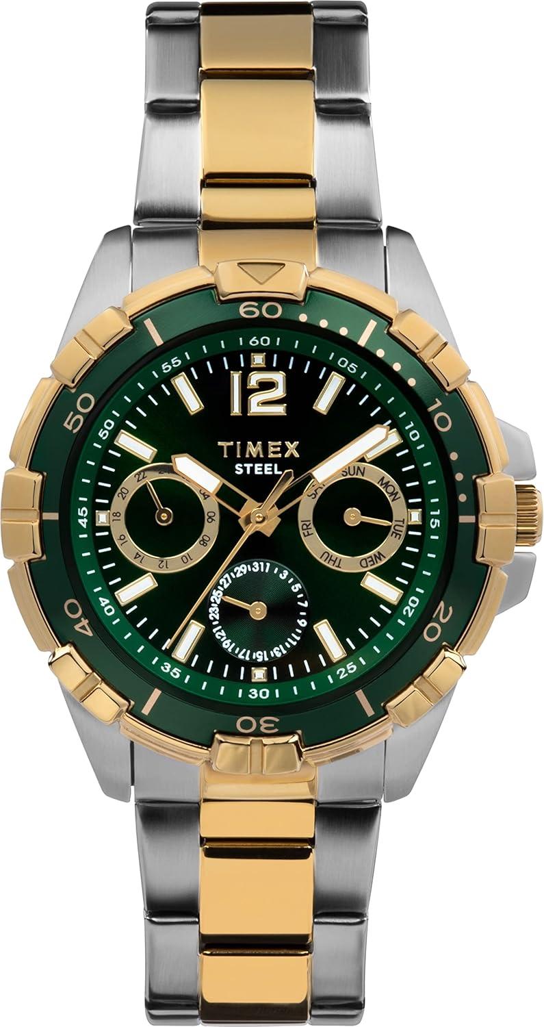 Timex Men's Premium Dress 44mm Watch - Two-Tone Bracelet Green Dial