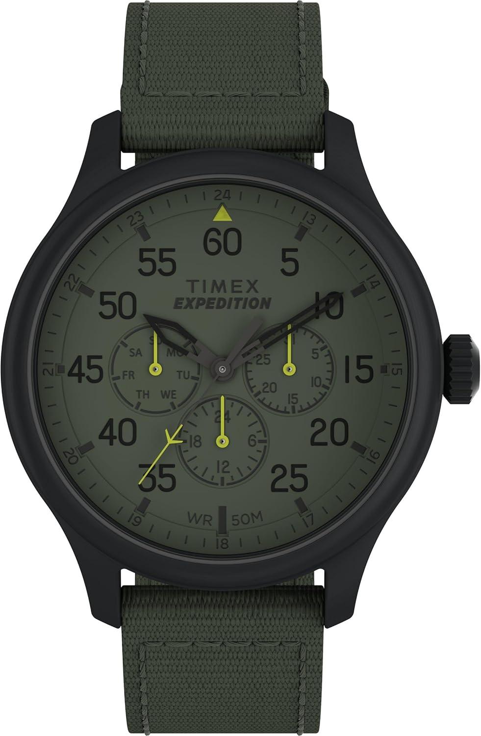 Timex Men's Expedition Field 43mm Watch - Green Strap Green Dial Black Case
