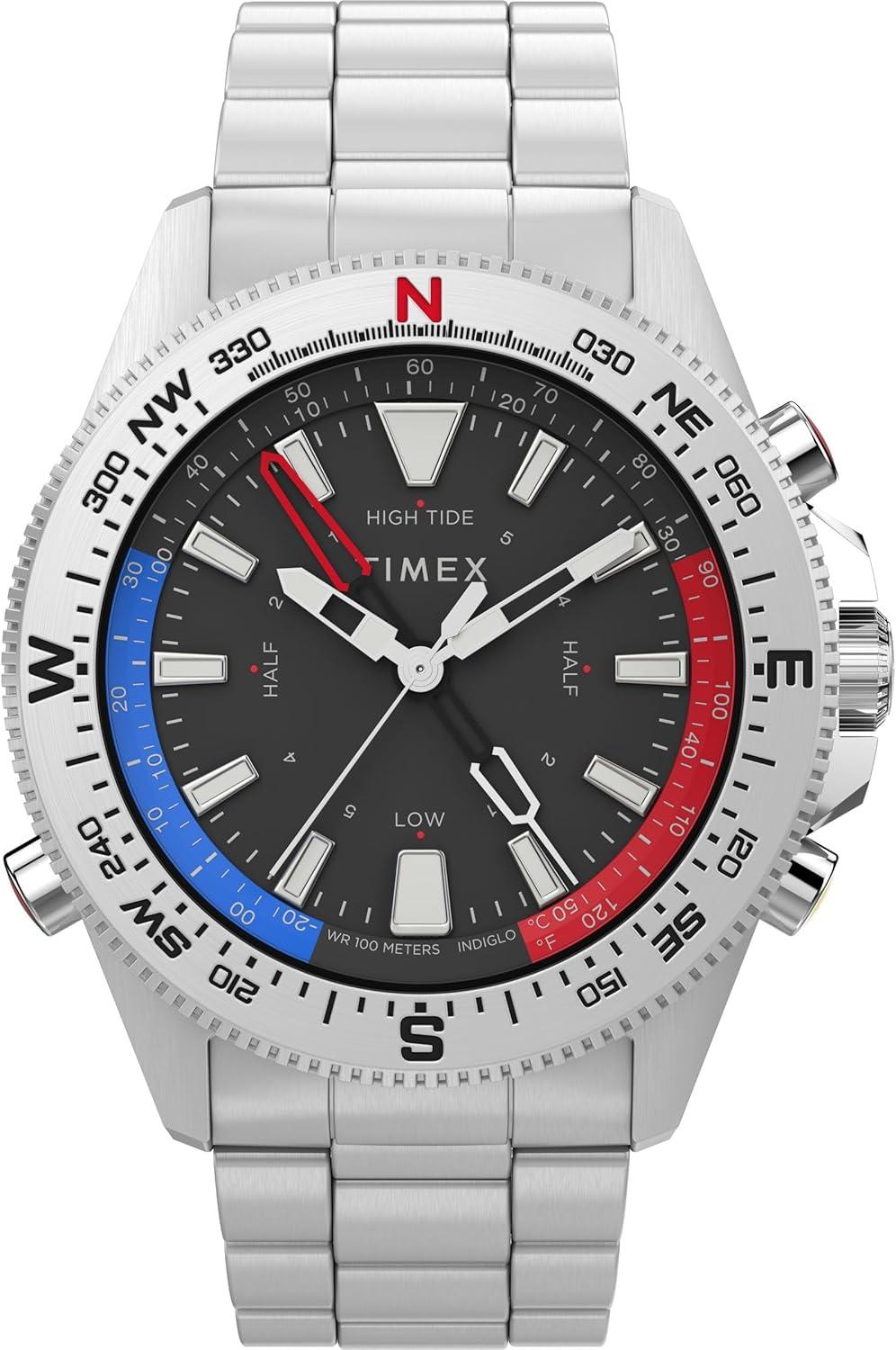 Timex Men's Expedition North Tide-Temp-Compass 43mm Watch – Black Dial Stainless Steel