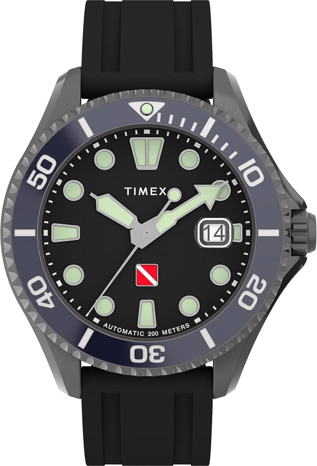 Timex Men's Deep Water 44mm Watch - Black Strap Black Dial Gunmetal Case
