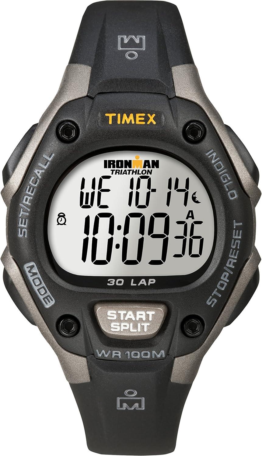 Timex Unisex T5E961 Ironman Classic 30 Mid-Size Black/Gray Resin Strap Watch