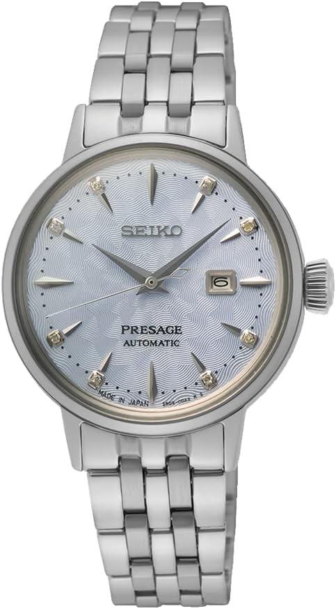 Seiko Ladies Presage Automatic Light Blue Dial Silver Bracelet Watch SRE007