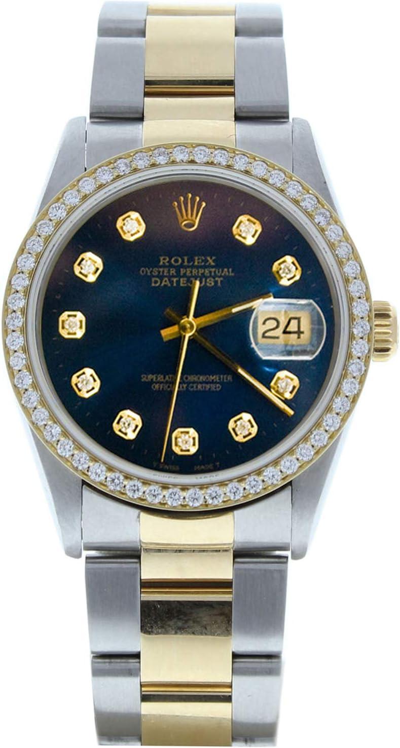 Rolex Men's Datejust Model 16233: Steel & 18k Gold with Blue Diamond Dial